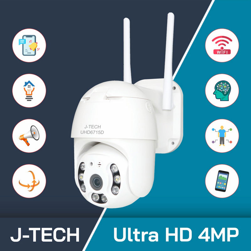 Hàng chính hãng - Camera Wifi J-Tech Ultra HD 4MP Xoay 360 độ, Led thông minh full màu ban đêm, theo dõi chuyển động, đàm thoại 2 chiều – Lắp ngoài trời