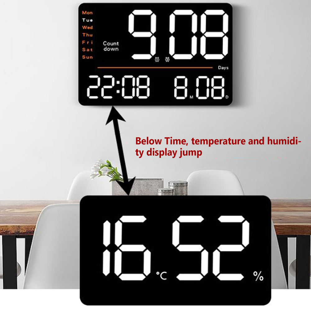 Đồng Hồ LED Để Bàn Treo Tường Kỹ Thuật Số Màn Hình Lớn 15,2"