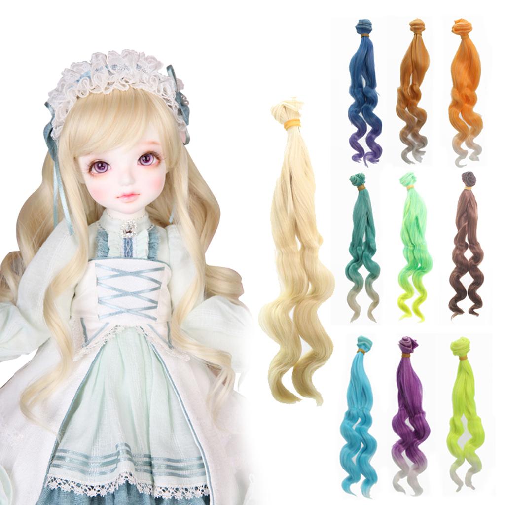 25*100cm BJD Dolls Wig Hairpiece Blue Hair for MSD DOD LUTS Dollfie Making Accessory