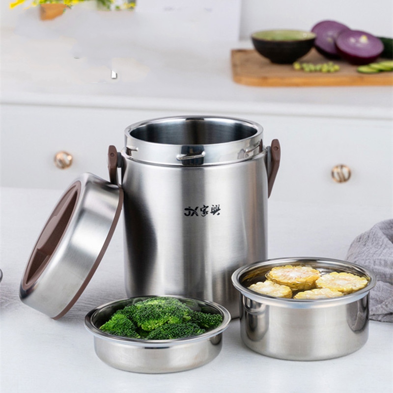 Cặp Lồng cơm, hộp cơm giữ nhiệt văn phòng chất liệu inox 304 cao cấp, cặp lồng cà men 3 tầng, nắp chống tràn, 1,6L