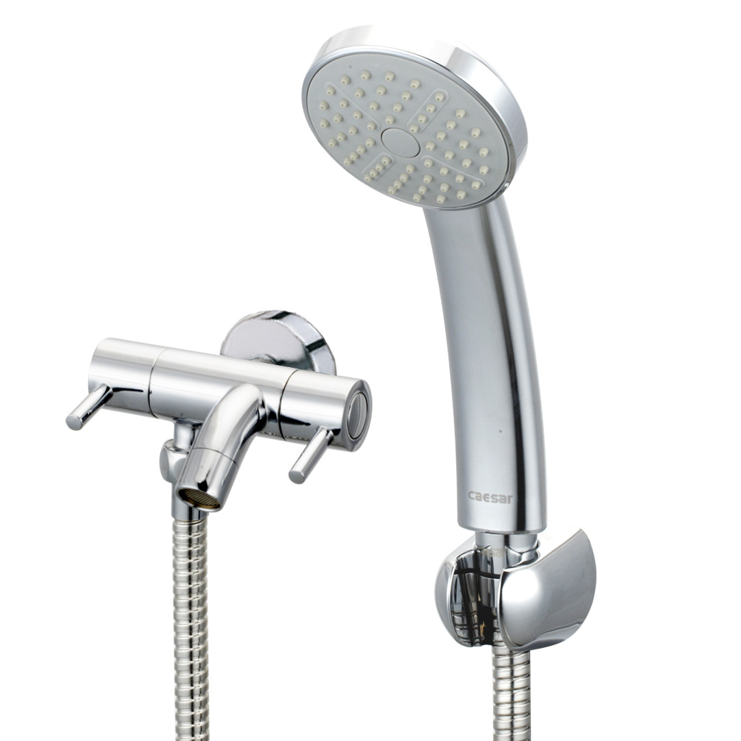 Vòi sen tắm lạnh gắn tường Caesar S043C tay dây sen xi