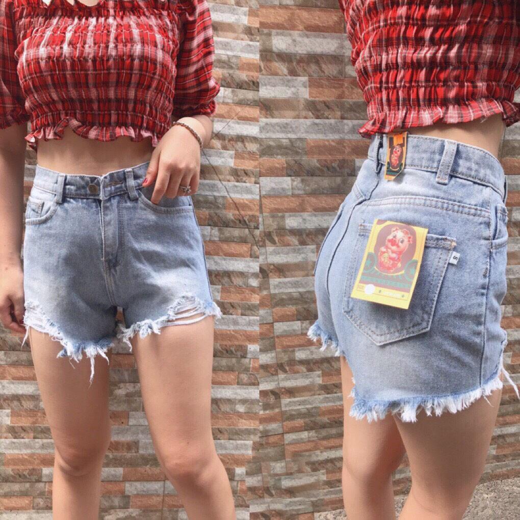 QUẦN SHORT JEAN NỮ RÁCH MÀU XANH THỜI TRANG QSN03