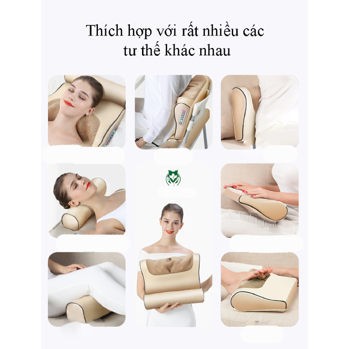 Combo Máy mát xa massage Fascial Gun Phoenix 7 + Gối đôi mát xa hồng ngoại 16 bi - Thiết bị mát xa và bấm huyệt toàn thân 10 trong 1 - Hỗ trợ mát xa chuyên sâu cổ vai gáy và châm cứu toàn thân