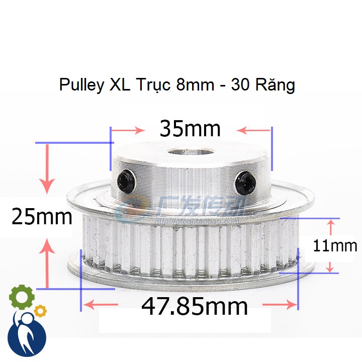 Buly, Puly, Pulley XL Trục 8mm - 30 Răng, sử dụng dây đai XL