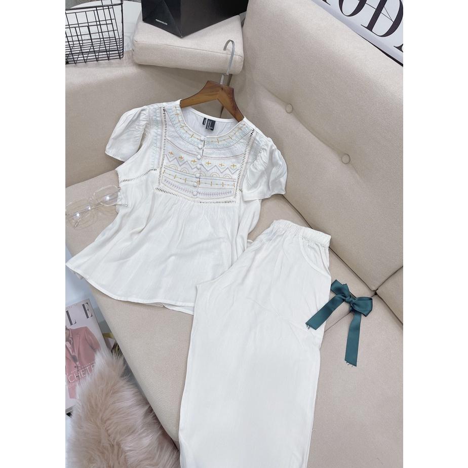 Đồ bộ tole F21 lửng babydoll thêu thổ cẩm(40-68kg)