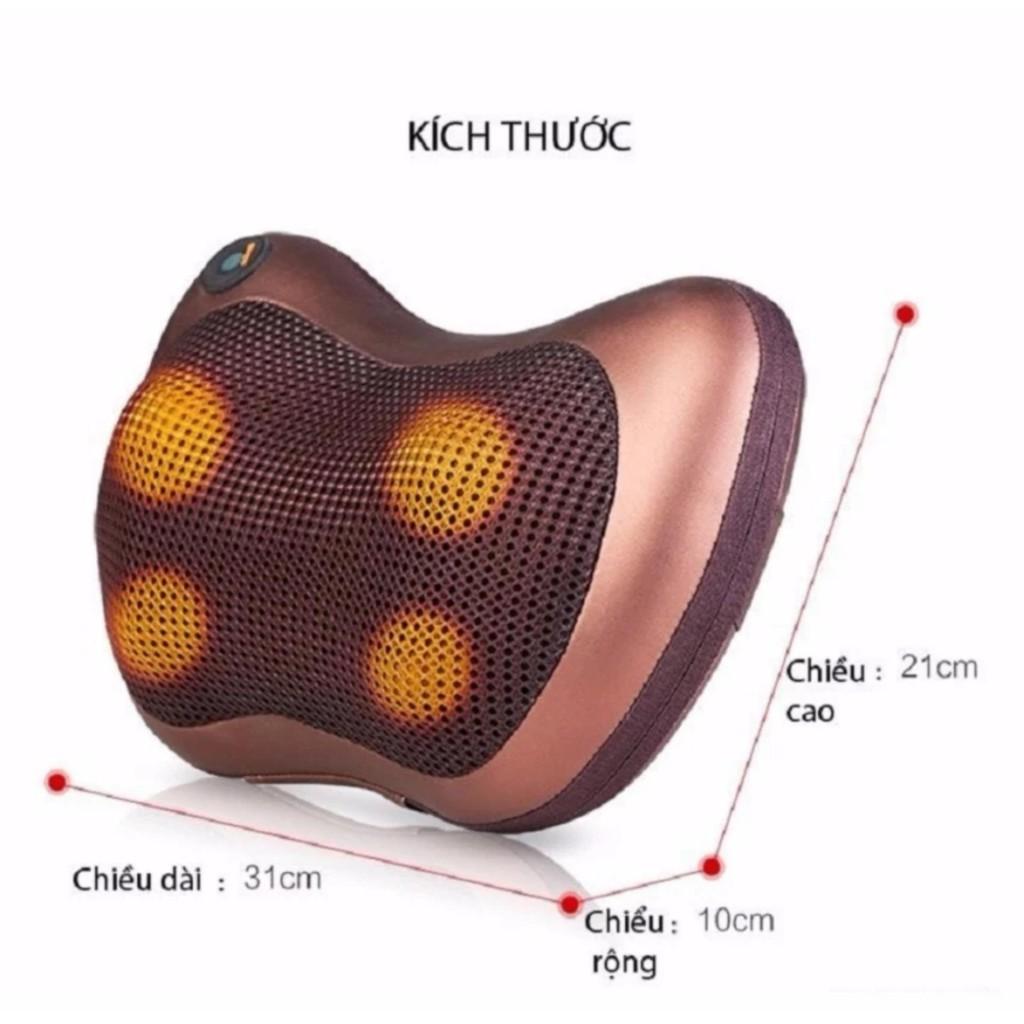 Gối mát xa 8 Bi Hồng Ngoại Công Nghệ Nhật Bản Đảo Chiều Kèm Đầu Cắm Sạc Trên Ô Tô