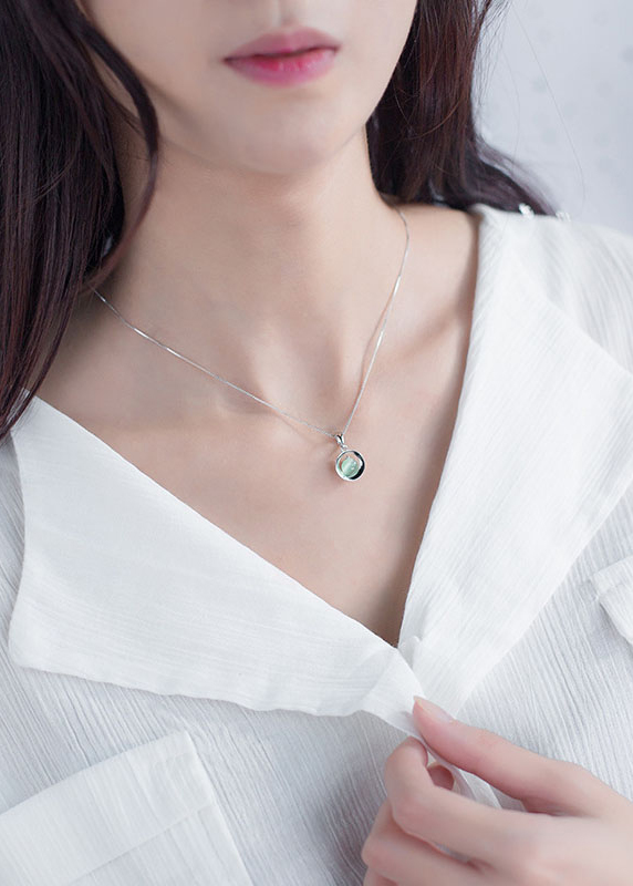 Dây Chuyền Bạc Nữ Hình Đá Ngọc Thời Trang - Vòng Cổ Bạc Cho Nữ M1558 Bảo Ngọc Jewelry