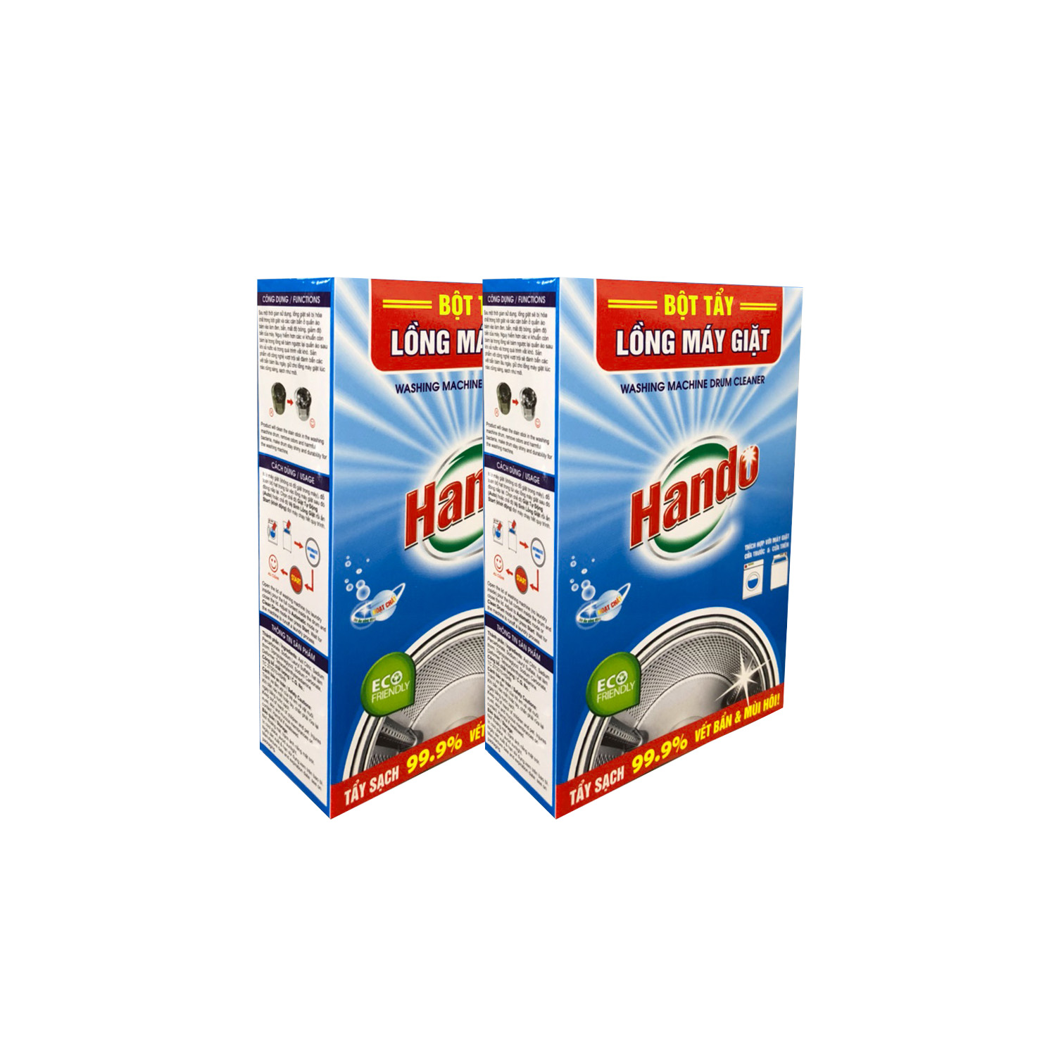 Combo 3 hộp 6 gói x100g bột tẩy lồng máy giặt Hando