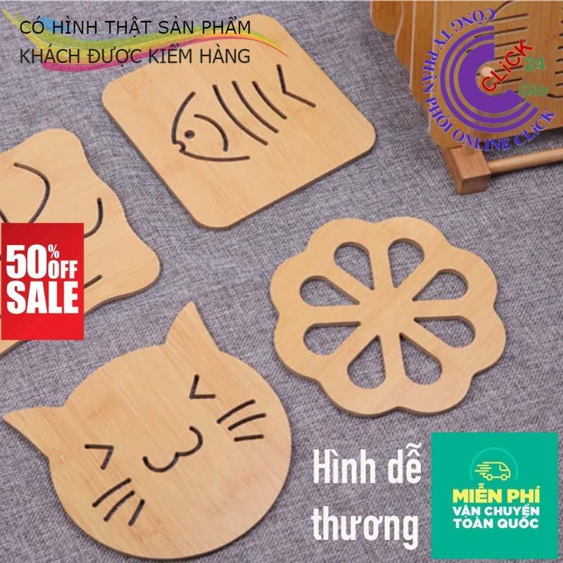 Miếng Lót Nồi, Lót Ly Cốc Bằng Gỗ Cách Nhiệt Sang Trọng Loại có đệm Lót Đế Chống Trượt Hàng Dầy Không Gãy-Hàng Cao Cấp