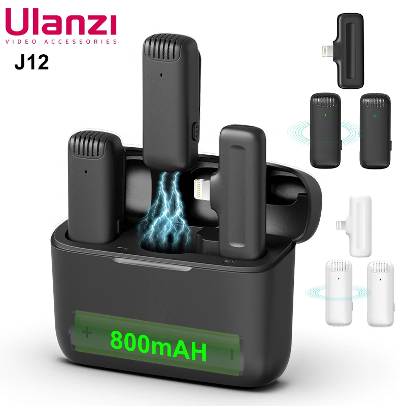 ROGTZ - Mic thu âm Cài áo Không dây Ulanzi J12 | Nhỏ gọn | Siêu nhẹ | Đa hướng | Giảm nhiễu | Khoảng cách 20m | Pin 6-7 giờ | Tương thích Ios, Android, DSLR, máy quay phim | Hộp sạc 4-5 lần sạc | Micro chất lượng cao | Hàng Chính Hãng