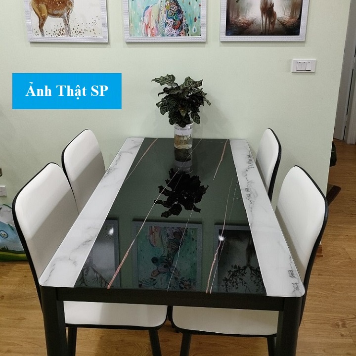 Bộ bàn ăn mặt kính Đài Loan xuất khẩu kích thước 120x75cm phiên bản cao cấp, Bộ bàn ghế bọc da model mới nhất nhập khẩu nguyên chiếc, Bàn ghế ăn khung thép chắc chắn