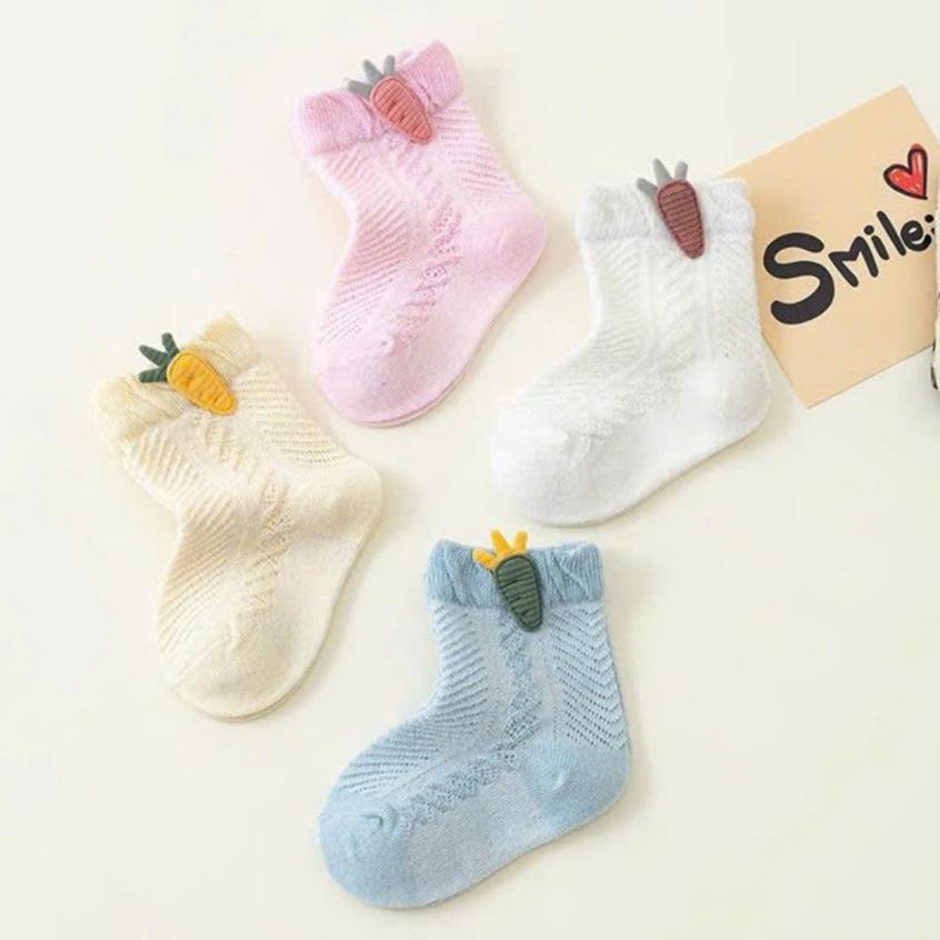 Tất Vớ Lưới Cổ Cao Đính Hình Mickey | Cà Rốt Mềm, Co Giãn Tốt Thoáng Khí Cho Bé Từ 0-2 Tuổi Phù Hợp Cho Mang Quanh Năm - Vàng - Mickey