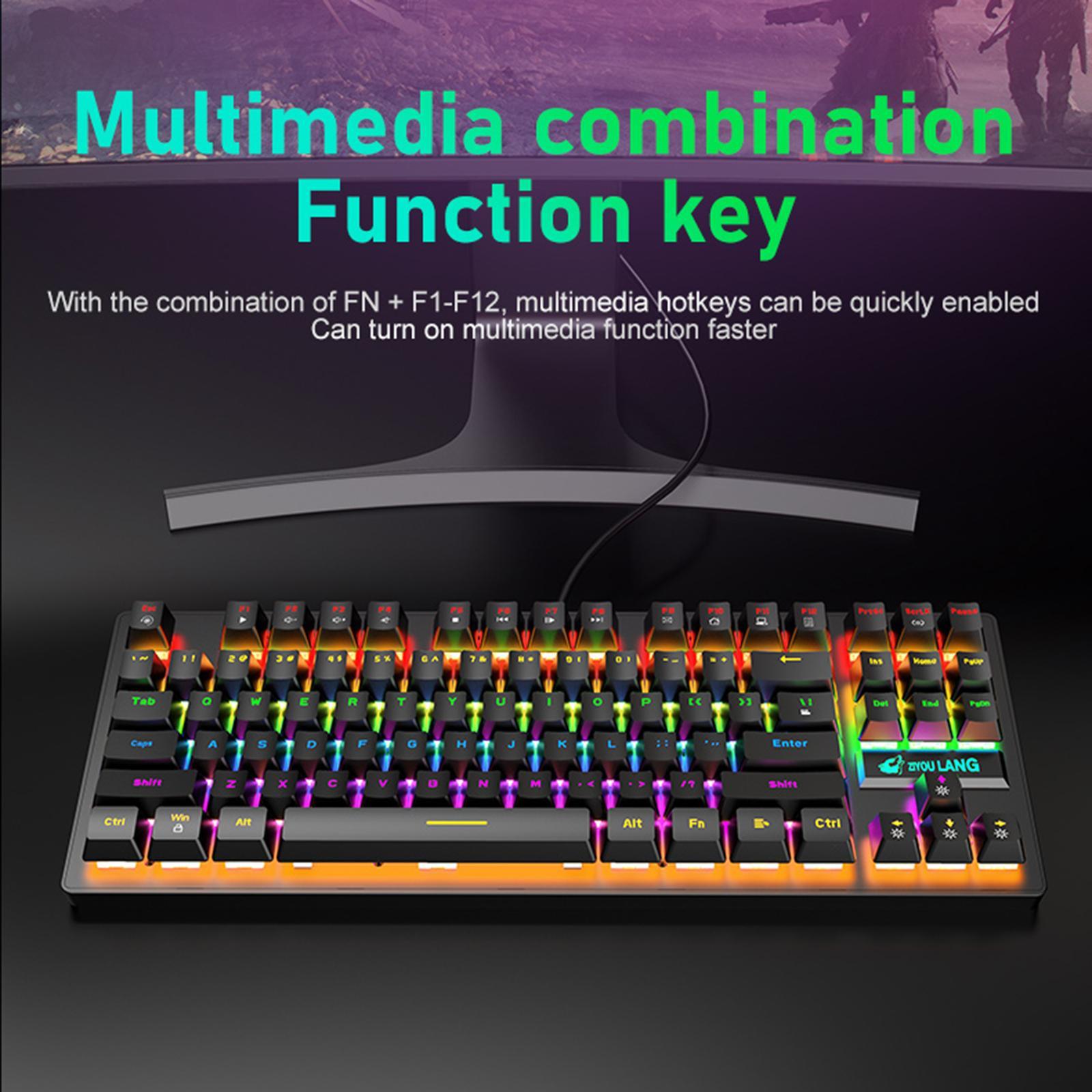 HILABEE Wired USB Mechanical Gaming Keyboard Detachable Panel Rainbow Backlit