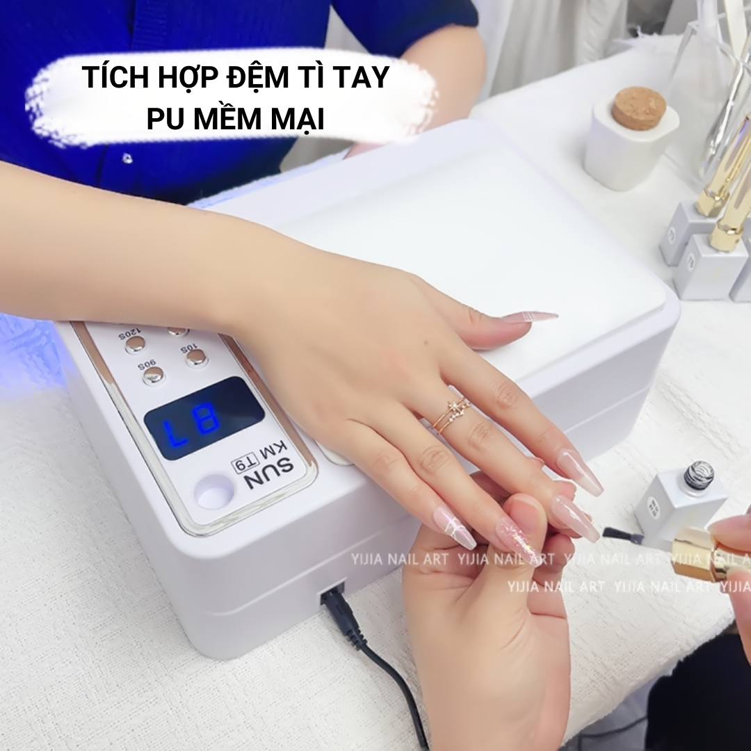 Máy Hơ Nail SUN T9, 78 Bóng LED/UV 96W, Máy Hơ Gel, Máy Hơ Móng Tay, Đèn Hơ Móng Khoang Rộng, Có Bệ Tì Tay