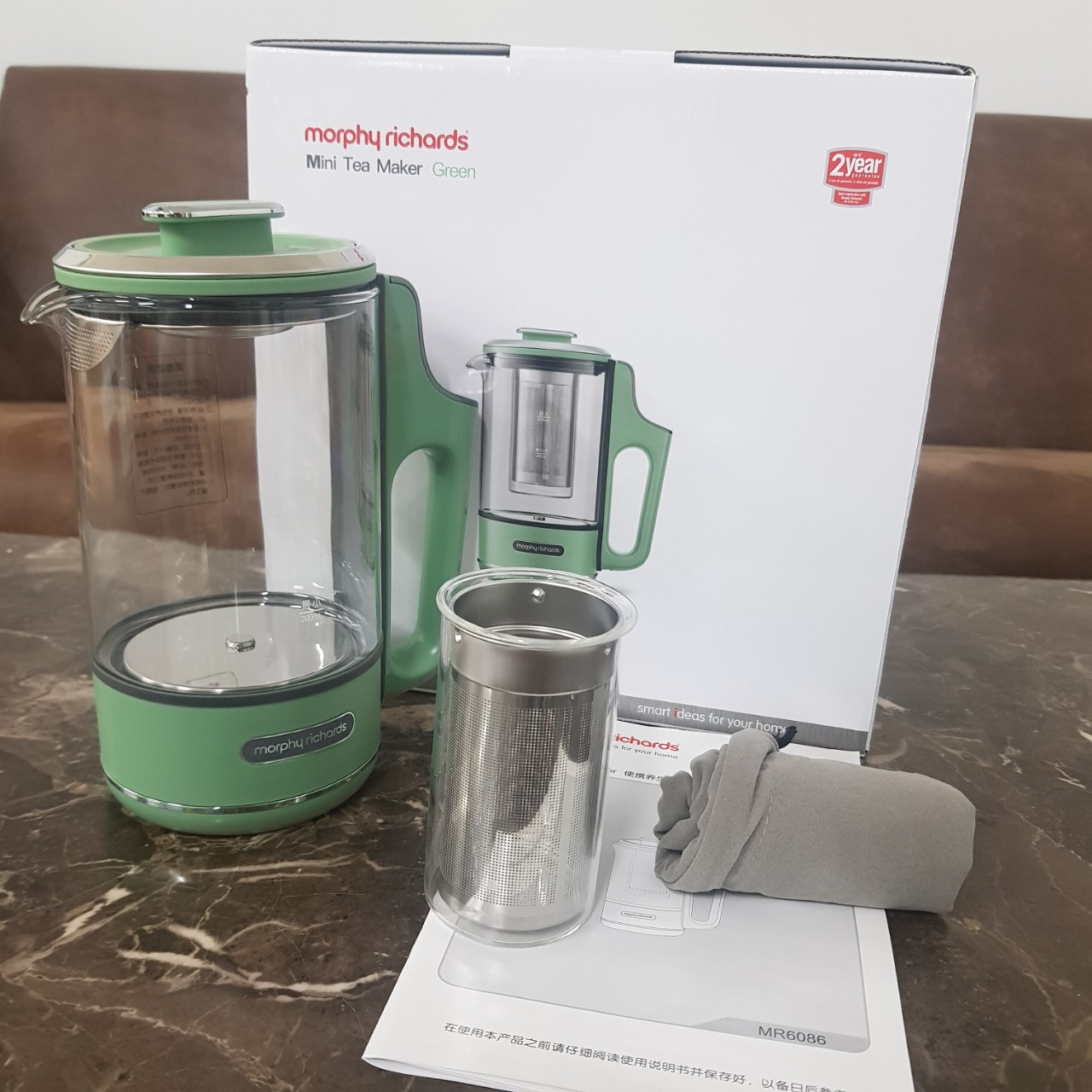 Bình đun nước, pha trà đa chức năng Morphy Richards MR6086, dung tích 600ml, công suất 400W - Hàng chính hãng, bảo hành 24 tháng