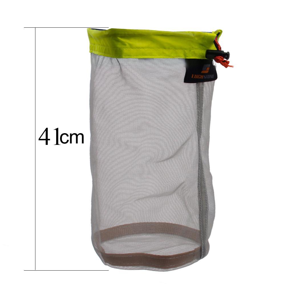 2 Pieces S & L Ultralight Drawstring Net Mesh Stuff Sack Blanket Jacket Storage Bag for Travel Hiking