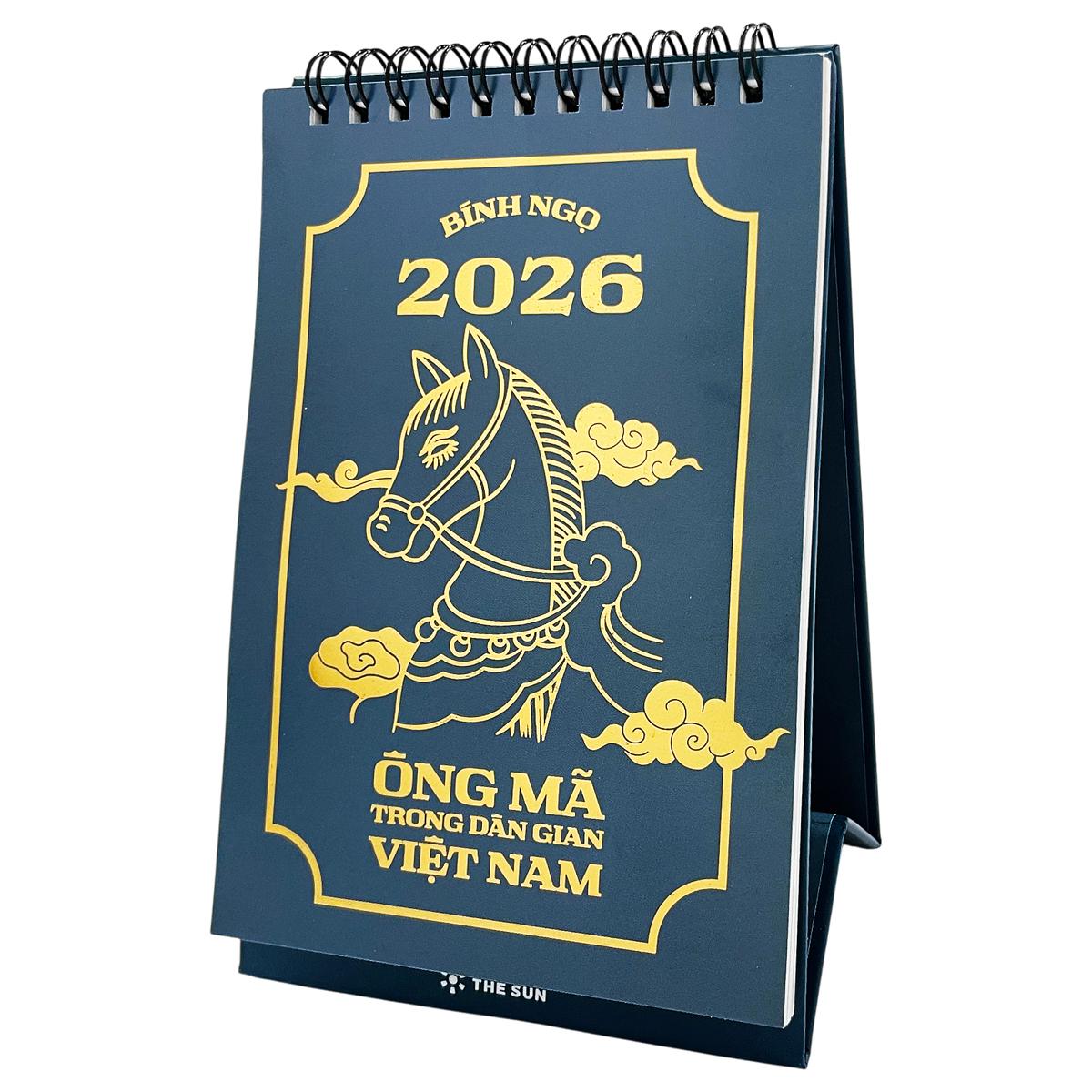 Lịch Bàn Chữ A 2026 - The Sun - Ông Mã - Màu Xanh