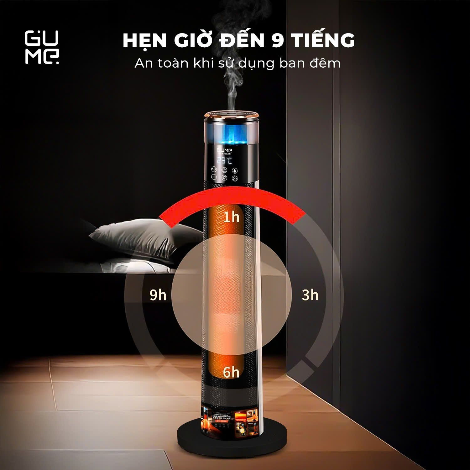 Máy sưởi gốm kèm bù ẩm thông minh ra lệnh bằng giọng nói thương hiệu Hàn Quóc GM-S2558 - Bảo hành 12 tháng - Hàng chính hãng