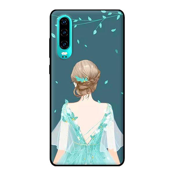 Ốp in cho Huawei P30 Cô Gái Nền Xanh - Hàng chính hãng