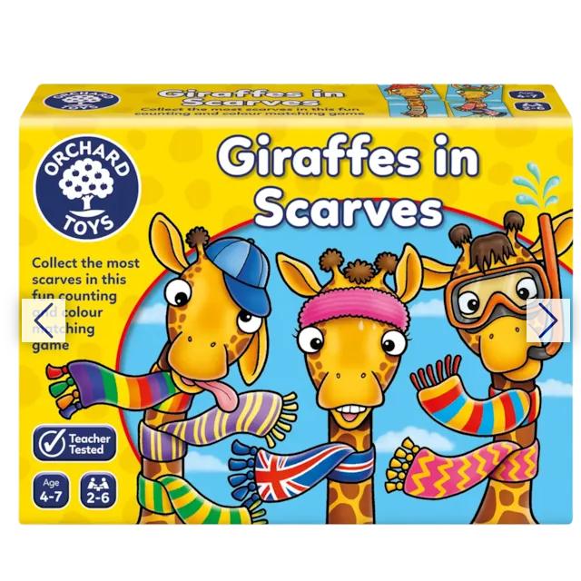 Trò chơi trí tuệ Giraffes in Scarves - Orchard Toys giúp trẻ nhận biết màu sắc và làm quen với toán