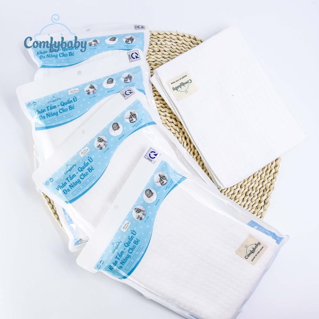 Made in Việt Nam - Khăn tắm đa năng 100% Cotton cho bé và gia đình Comfybaby - phù hợp sử dụng như chăn đắp, quấn ủ bé kích thước 70*70cm