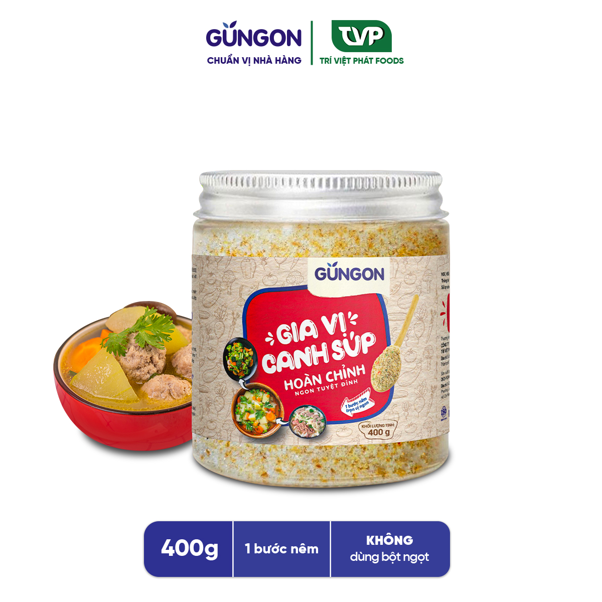 Gia vị canh súp hoàn chỉnh GUNGON gia vị nêm món canh súp xào kho hoặc ướp 400g