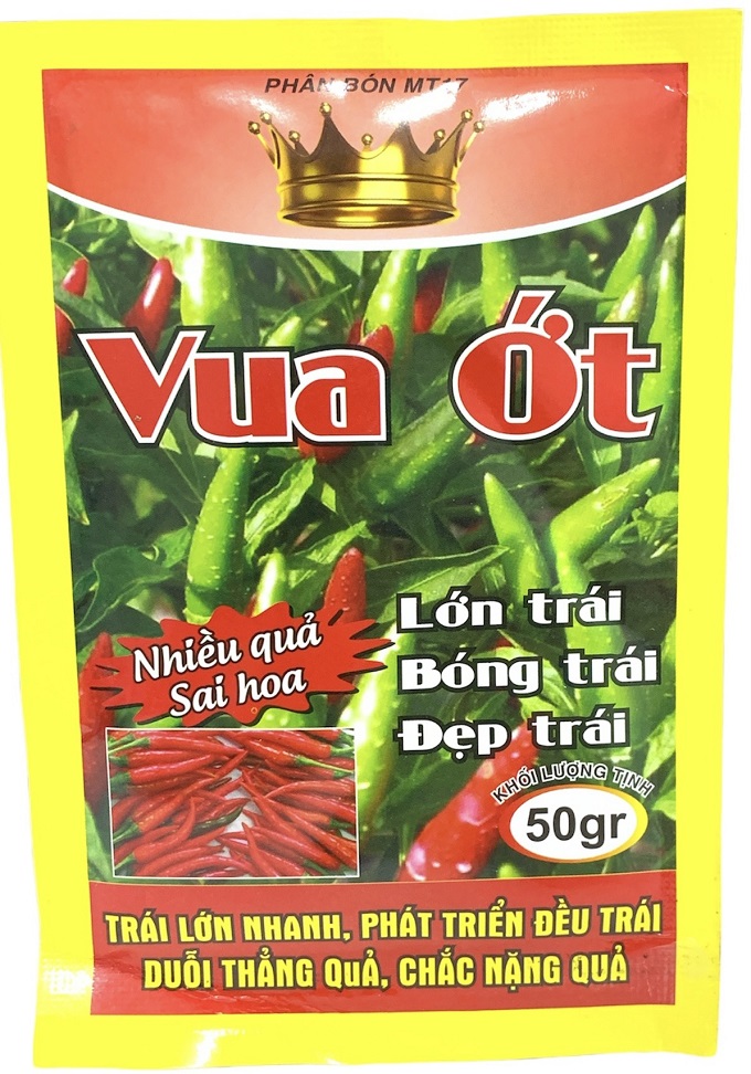 Phân Bón Vua Ớt - Giúp Lớn Trái Ớt - To Trái Bóng Trái - Tăng Ra Hoa Đậu Quả - Gói 50Gr