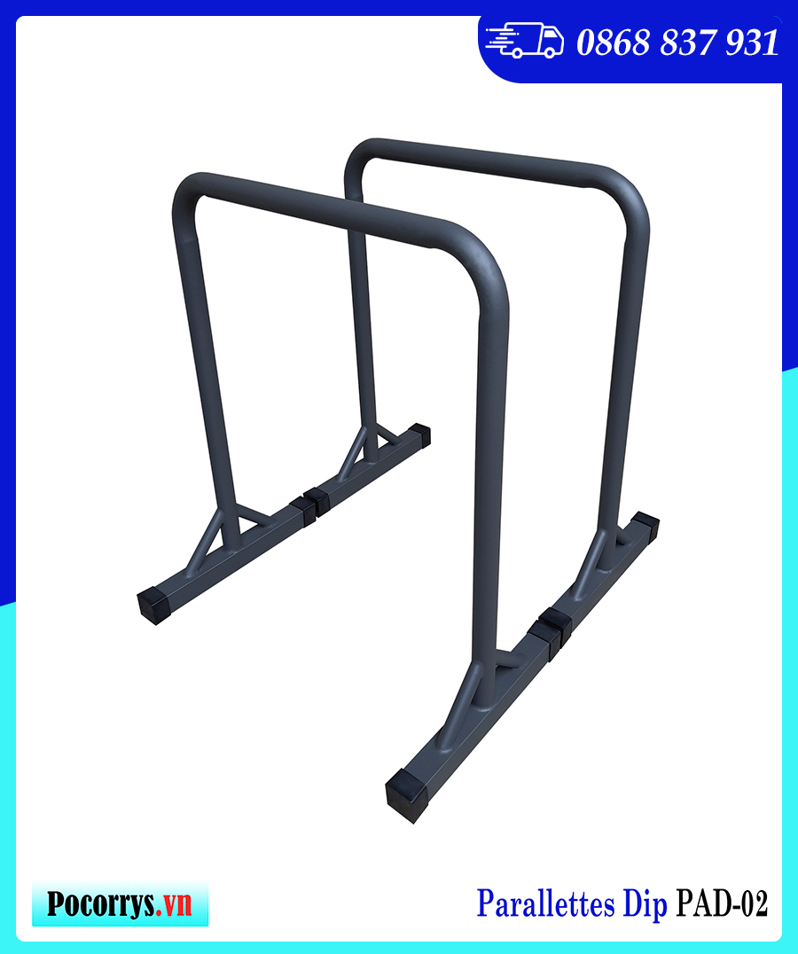 Xà kép Parallettes Dip cao 90cm, Pocorrys PAD-02, Màu ghi