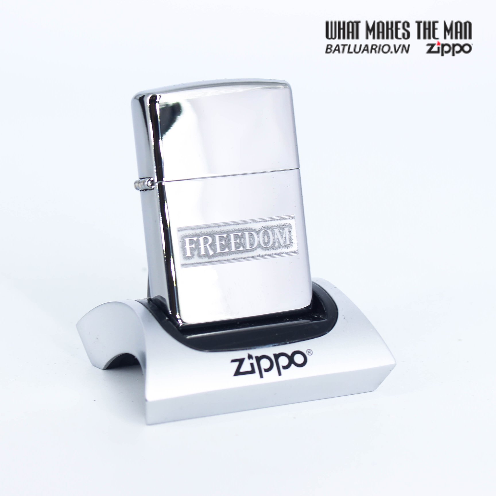 Bật Lửa Zippo 49129 – Zippo Etched Freedom Design High Polish Chrome