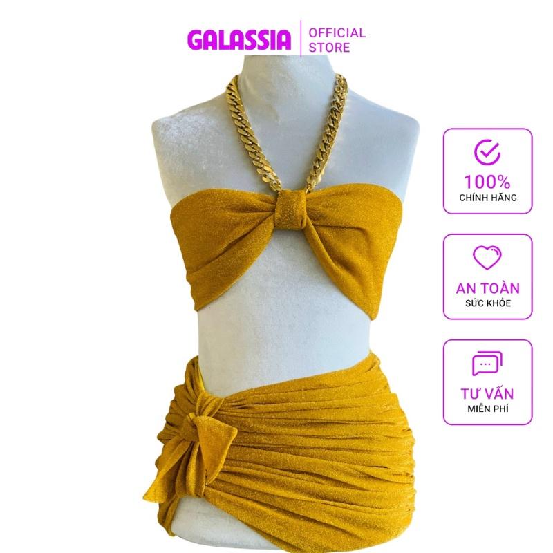 Đồ bơi nữ 2 món nơ to phối dây xích bikini 2 mảnh GALASSIA