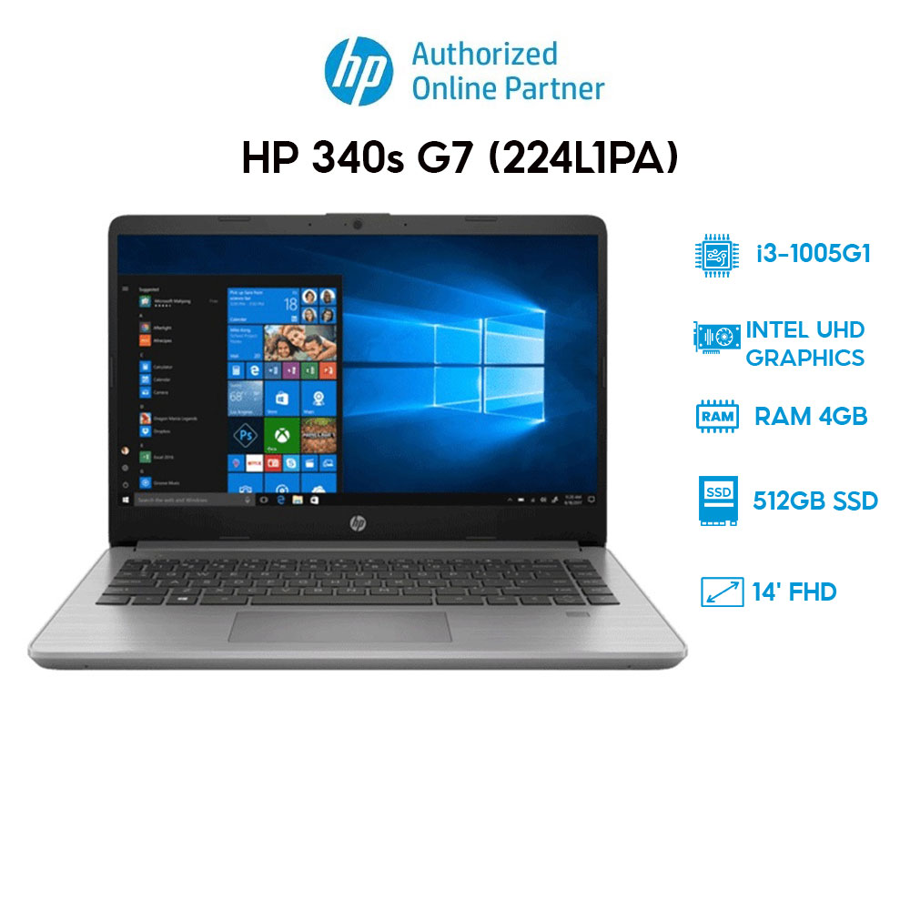 Laptop HP 340s G7 (224L1PA) (i3-1005G1 | 4GB | 512GB | Intel UHD Graphics | 14' FHD | Win 10) Hàng chính hãng