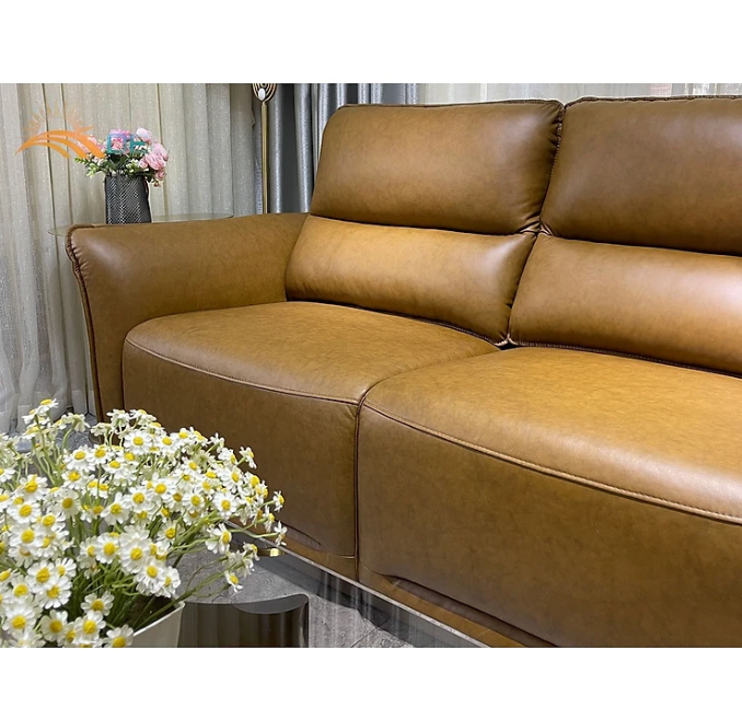 Sofa chỉnh điện 100% da bò Italy Tundo màu vàng – SFBDCT01 2m7 hàng cao cấp chuẩn da bò nhập khẩu Ý