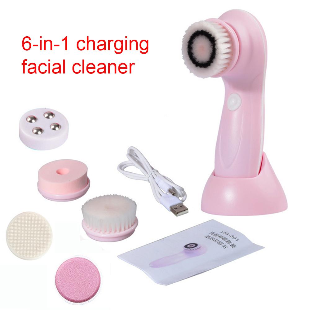 6 trong 1 Mặt Bộ Làm Sạch Da Mặt Xoay Vệ Sinh Làm Sạch Da Mặt Thiết Bị Với Chân Đế Chống Nước Làm Đẹp Da Mặt Bàn Chải Cọ Sạch