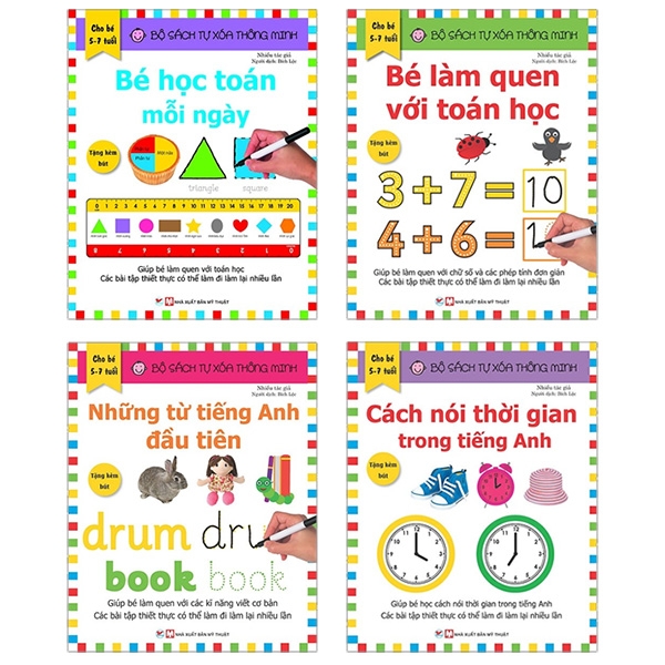 Bộ Sách Tự Xóa Thông Minh - Bé Học Toán + Tiếng Anh
