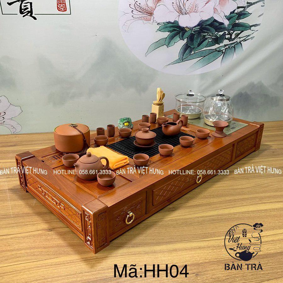 Bàn trà điện thông minh gỗ hương cao cấp có ngăn xông trầm, hai ngăn kéo