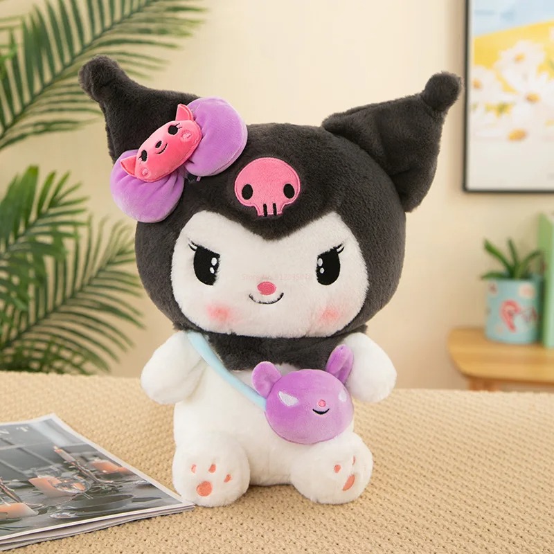 Thú nhồi bông Cinnamorol - Kuromi - Melody đeo túi màu sắc đáng yêu - Size từ 35cm đến 90cm - Quà tặng gấu bông hoạt hình Sanrio êm mịn cho bé