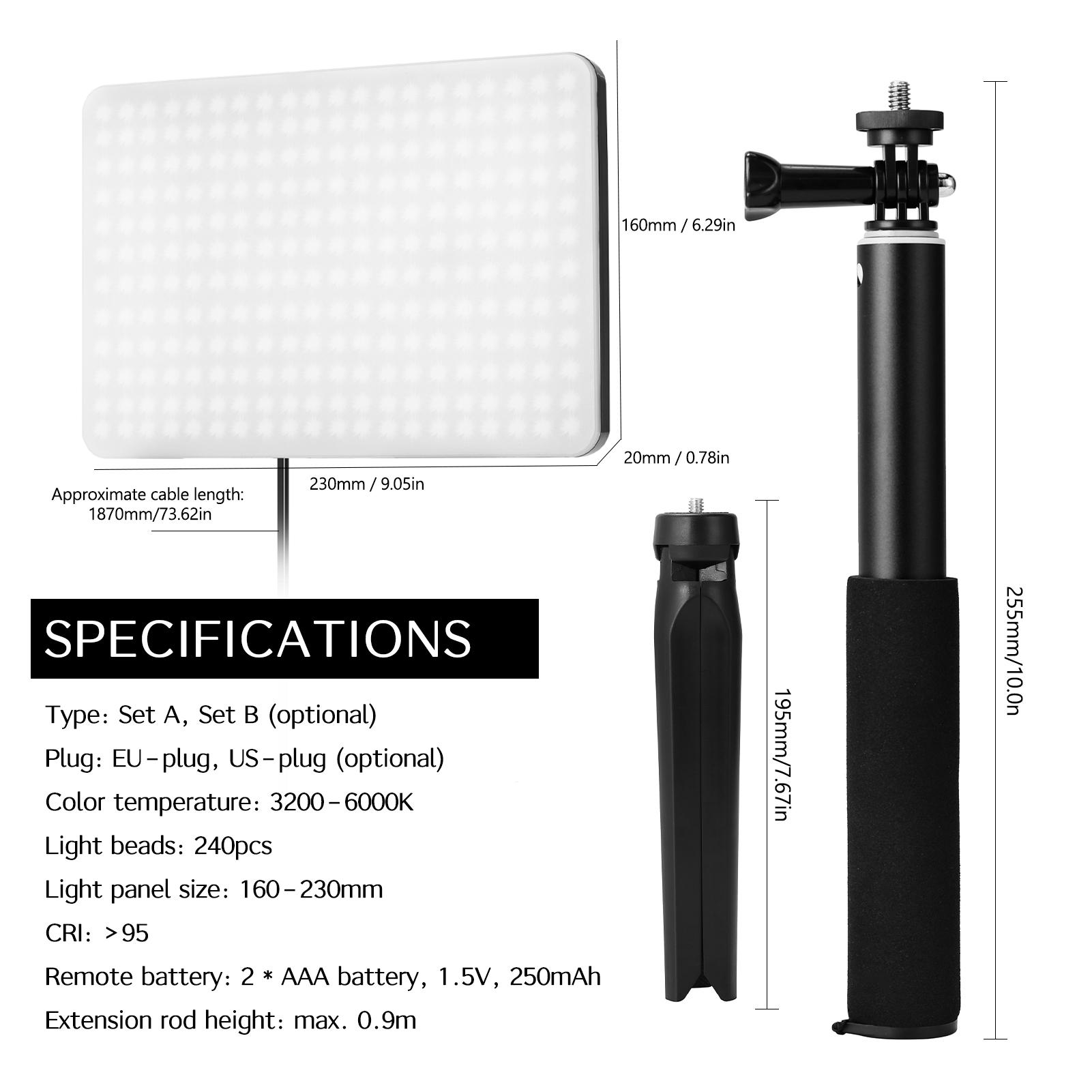 Bảng điều khiển ánh sáng Có thể thay đổi độ sáng dải rộng LED với chân máy chụp ảnh