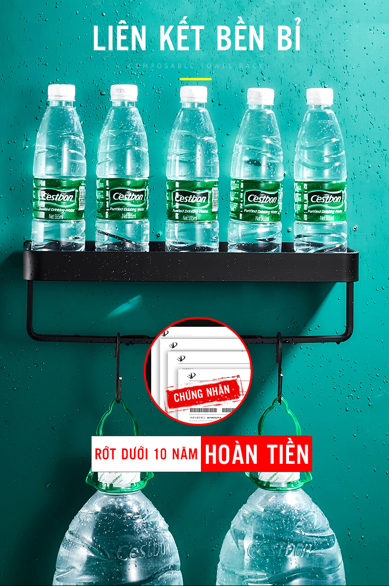 Combo 2 Kệ Nhà Tắm Cao Cấp Hiện Đại Phong Cách Bắc Âu Dán Tường Không Khoan Tường