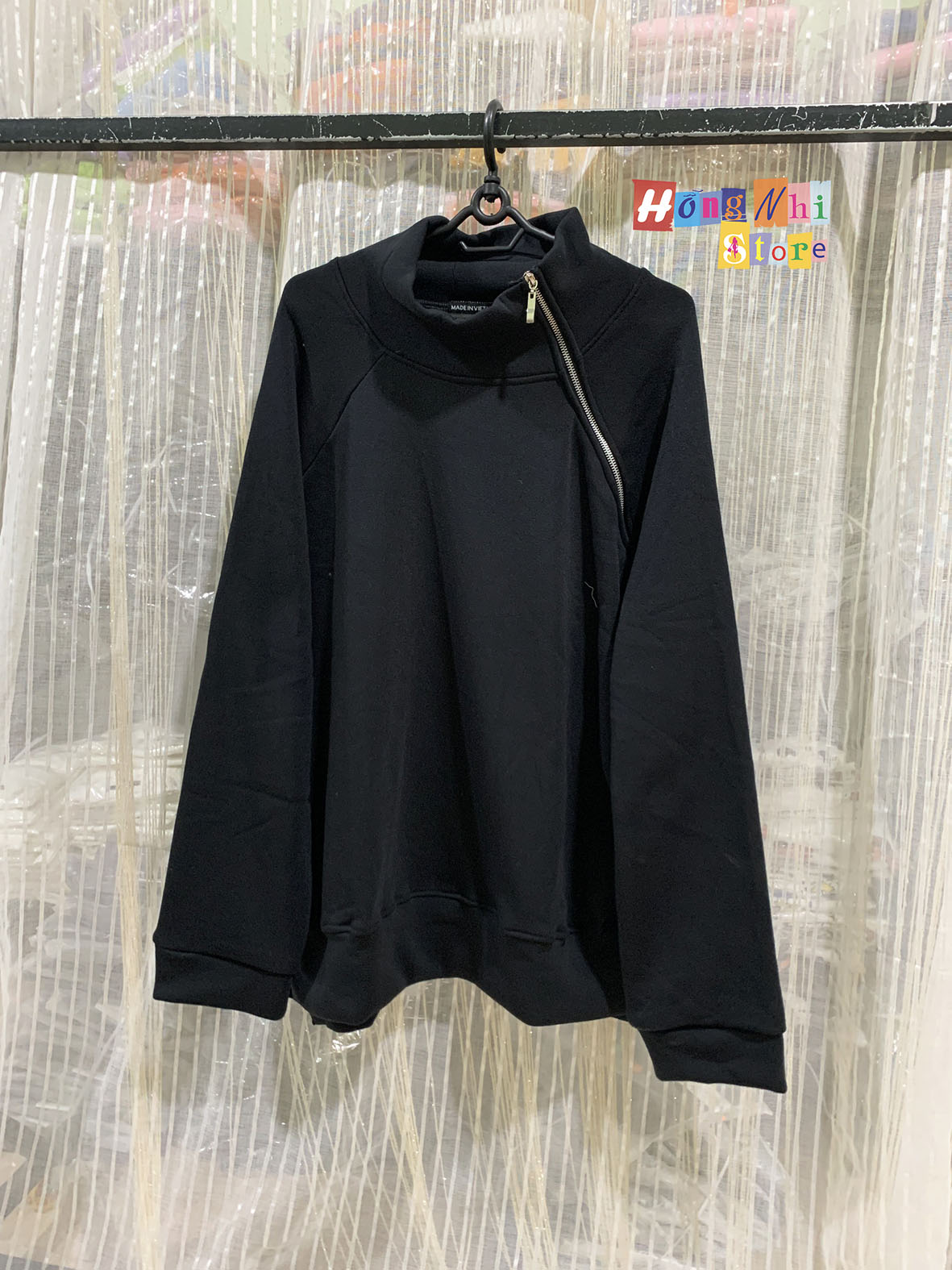 Áo Khoác Jacket Zip Unisex Black - Khoác Nỉ Dây Kéo Màu Đen - MM