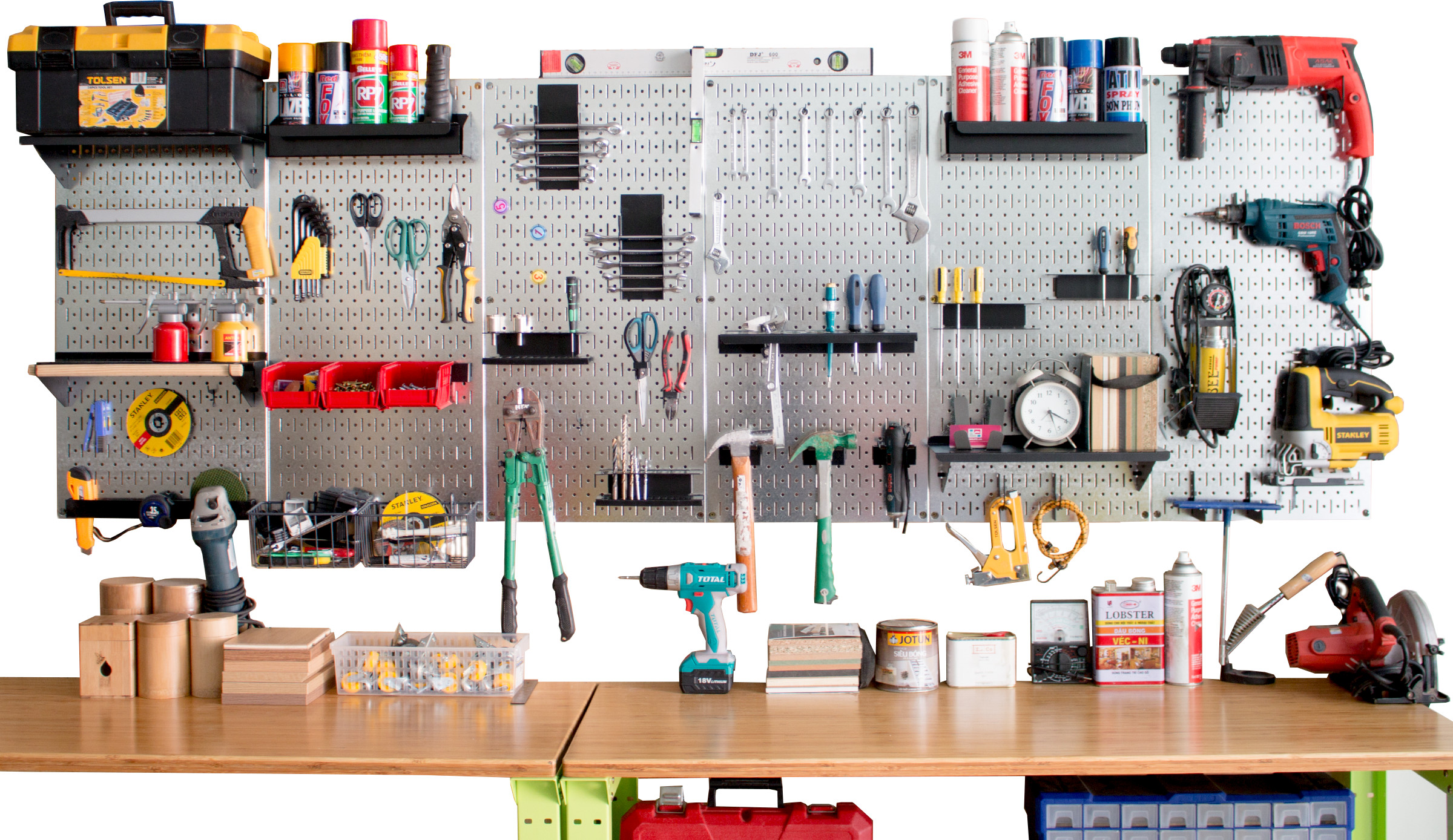 Giá treo mũi khoan Pegboard bằng thép sơn tĩnh điện - Phụ kiện cho bảng treo dụng cụ cơ khí