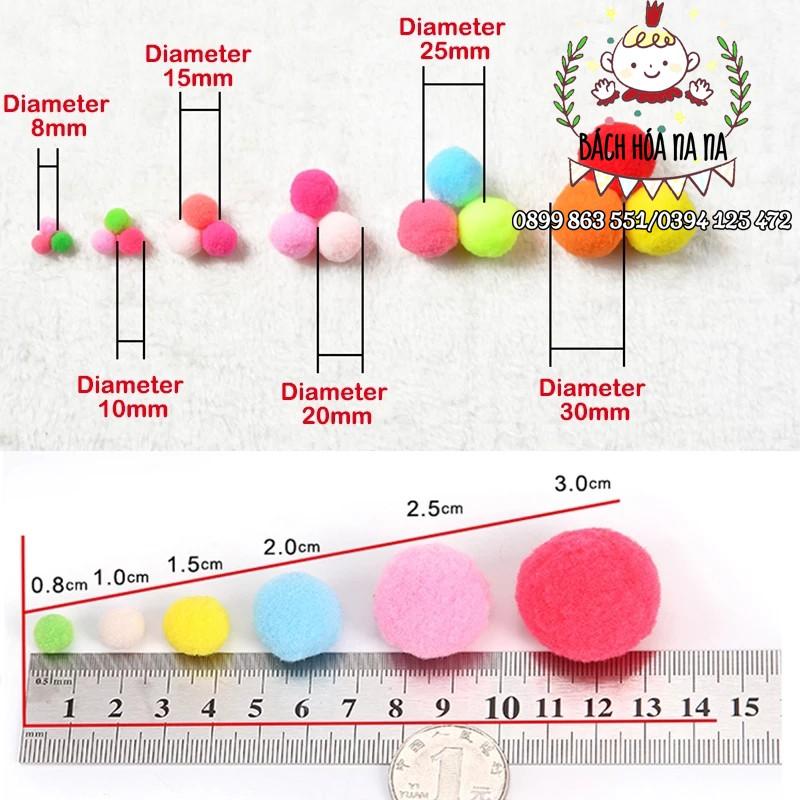Pompom hỗn hợp nhiều màu nhiều size - pom pom trang trí-handmade shop