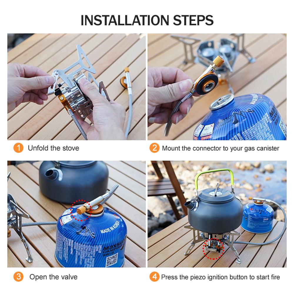 TOMSHOO 5800W Foldable Camping Gas Stove 3 Burners Piezo Ignition Lightweight Windproof Backpacking Stove Outdoor Cooking Stove for Camping Hiking Picnics