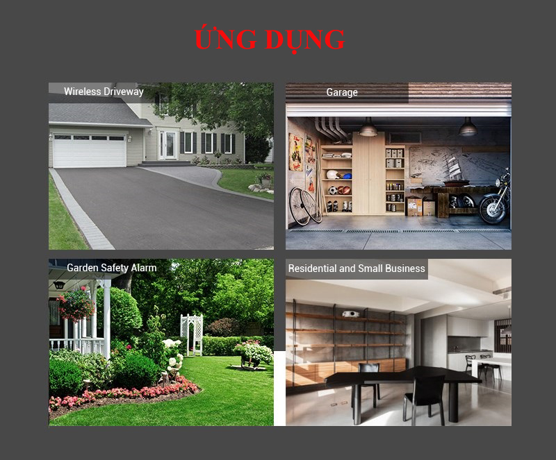 Thiết bị không dây báo khách cảm biến hồng ngoại chuyên dùng trong garage sân vườn, cửa hàng ( TẶNG 03 MÓC DÁN TƯỜNG TREO ĐỒ CHỊU LỰC NGẪU NHIÊN )