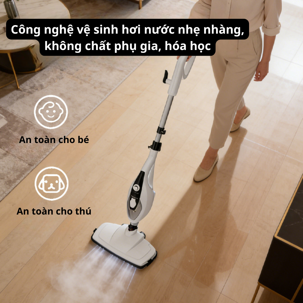 Máy lau nhà hơi nước Lumabella LB-63031 công suất cao 2000W, áp suất cao, thiết kế thông minh, dễ dùng, làm nóng nhanh - DELIYA - HÀNG CHÍNH HÃNG