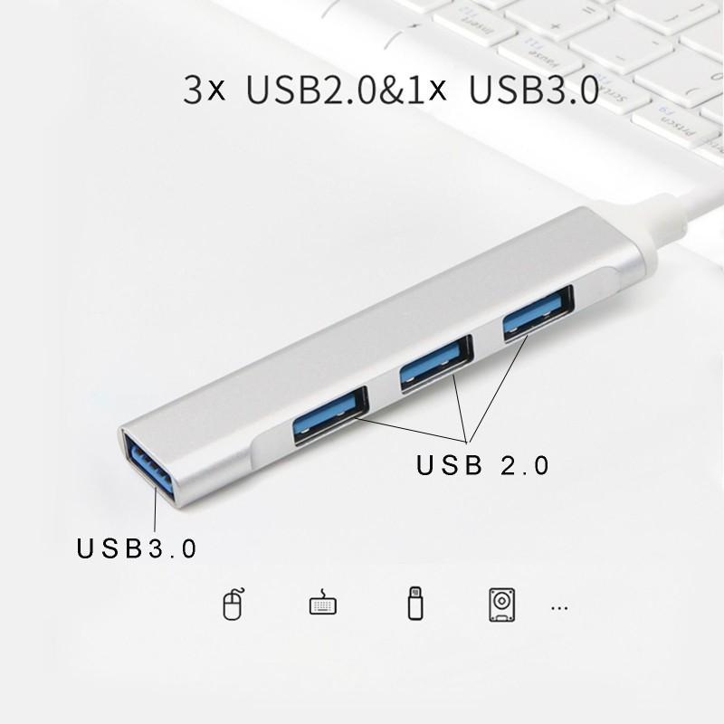Bộ Chia Hub Type C Sang 3 Cổng Usb 2.0 + Usb 3.0 Cho Laptop Điện Thoại Máy Tính Bảng