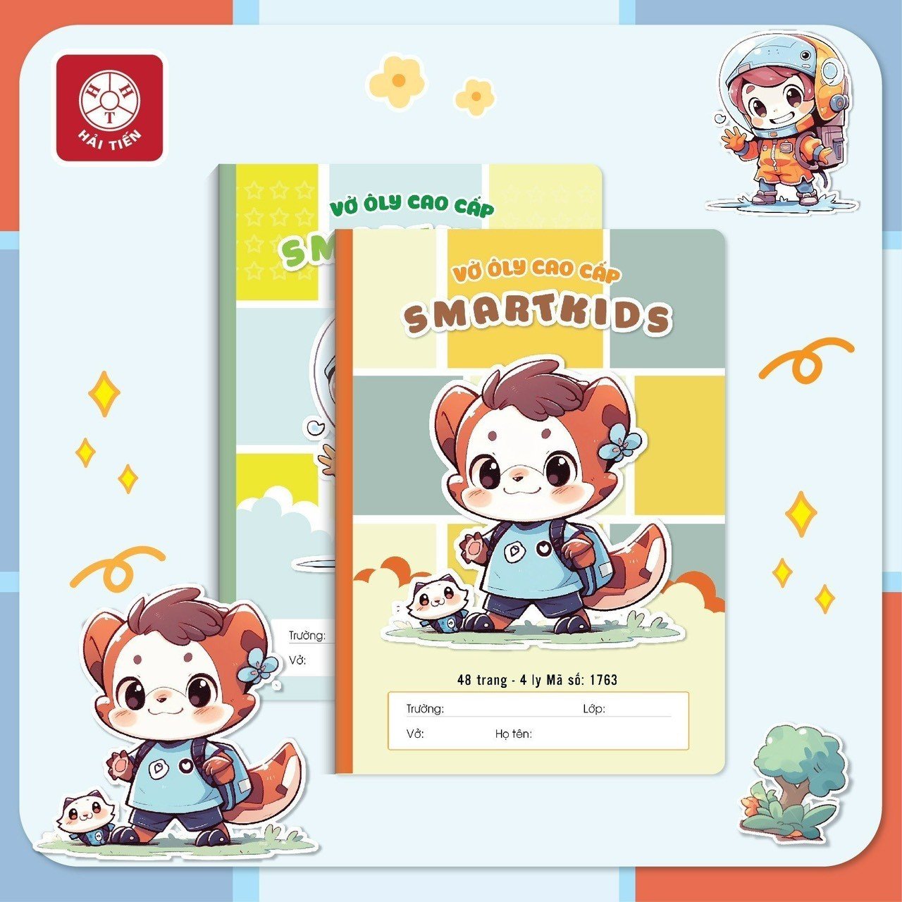 Lốc 10 Vở ô ly Smartkid Cao cấp Chống lóa