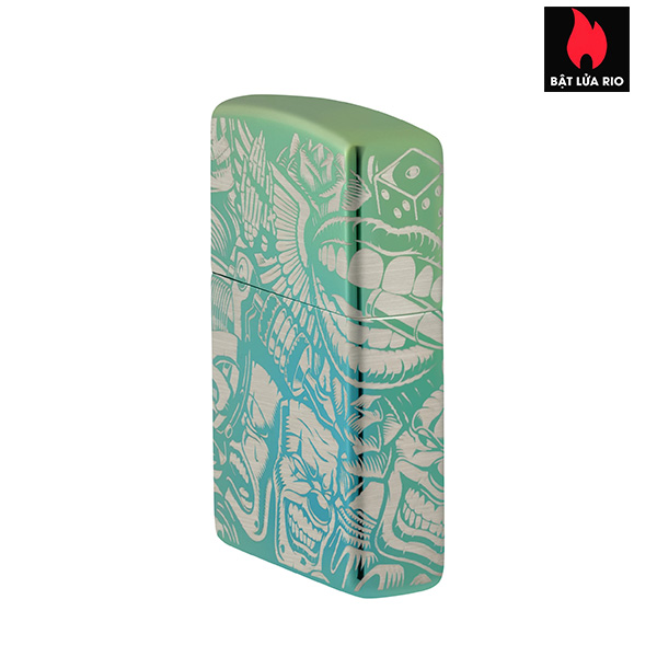 Bật Lửa Zippo 48410 – Zippo Laser 360° Tattoo Theme Design High Polish Teal