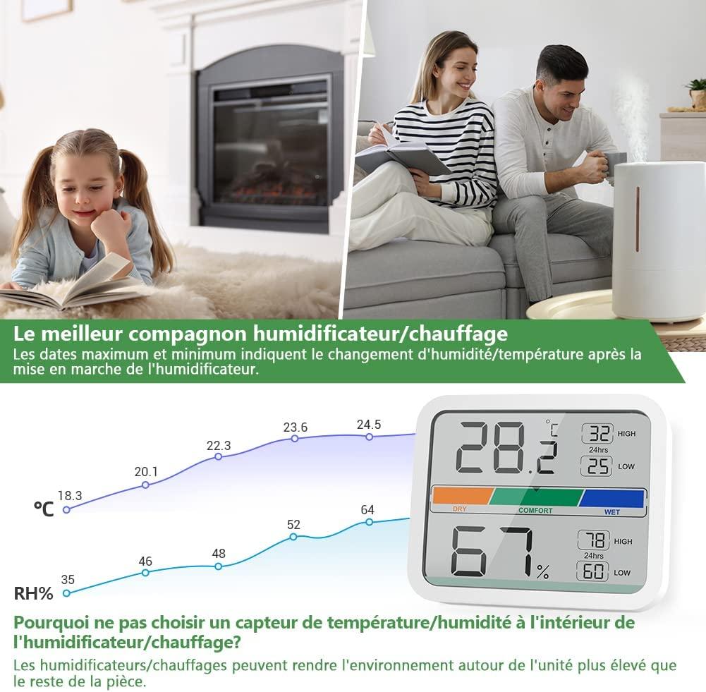Máy đo nhiệt độ ẩm kế kỹ thuật số trong nhà Màn hình độ ẩm và nhiệt độ với ℉ / ℃ Chuyển đổi Giá trị nhiệt độ và độ ẩm tối đa và tối thiểu