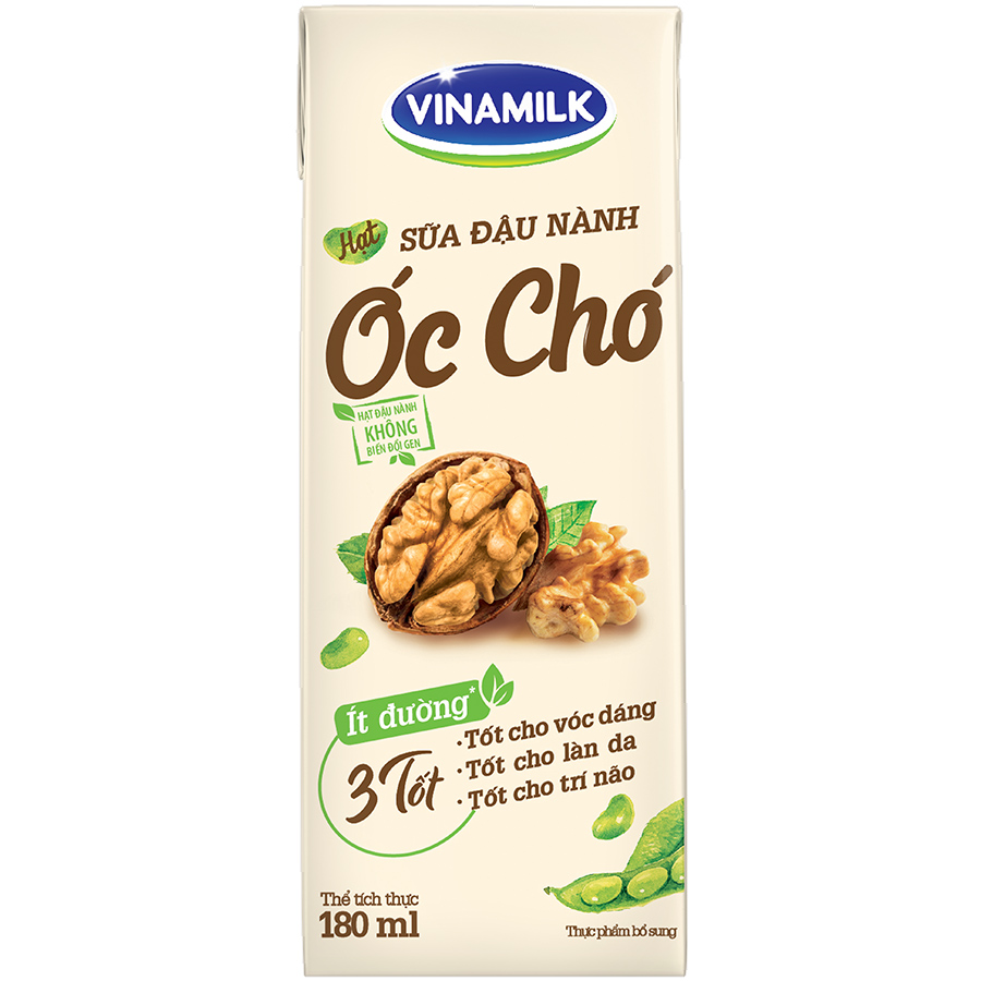 THÙNG SỮA ĐẬU NÀNH VINAMILK HẠT ÓC CHÓ -48 HỘP 180ML