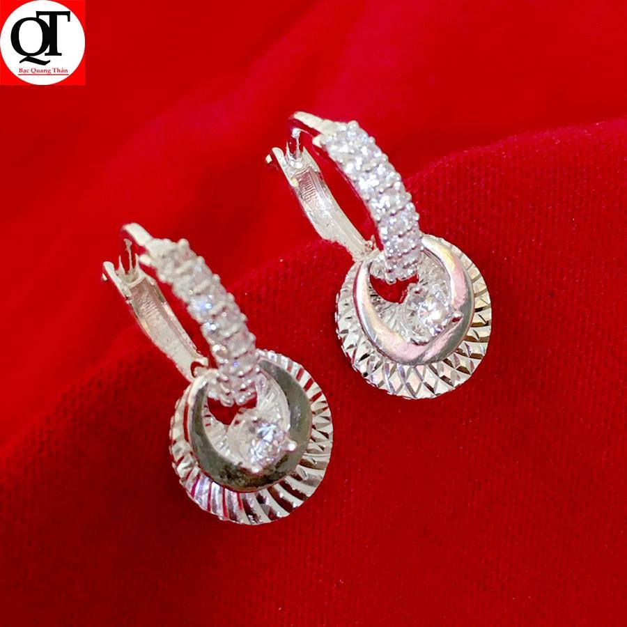 Bông tai nữ đeo sát tai phay sáng bóng 100% chất liệu bạc thật không xi mạ trang sức Bạc Quang Thản -QTBT2(BẠC)